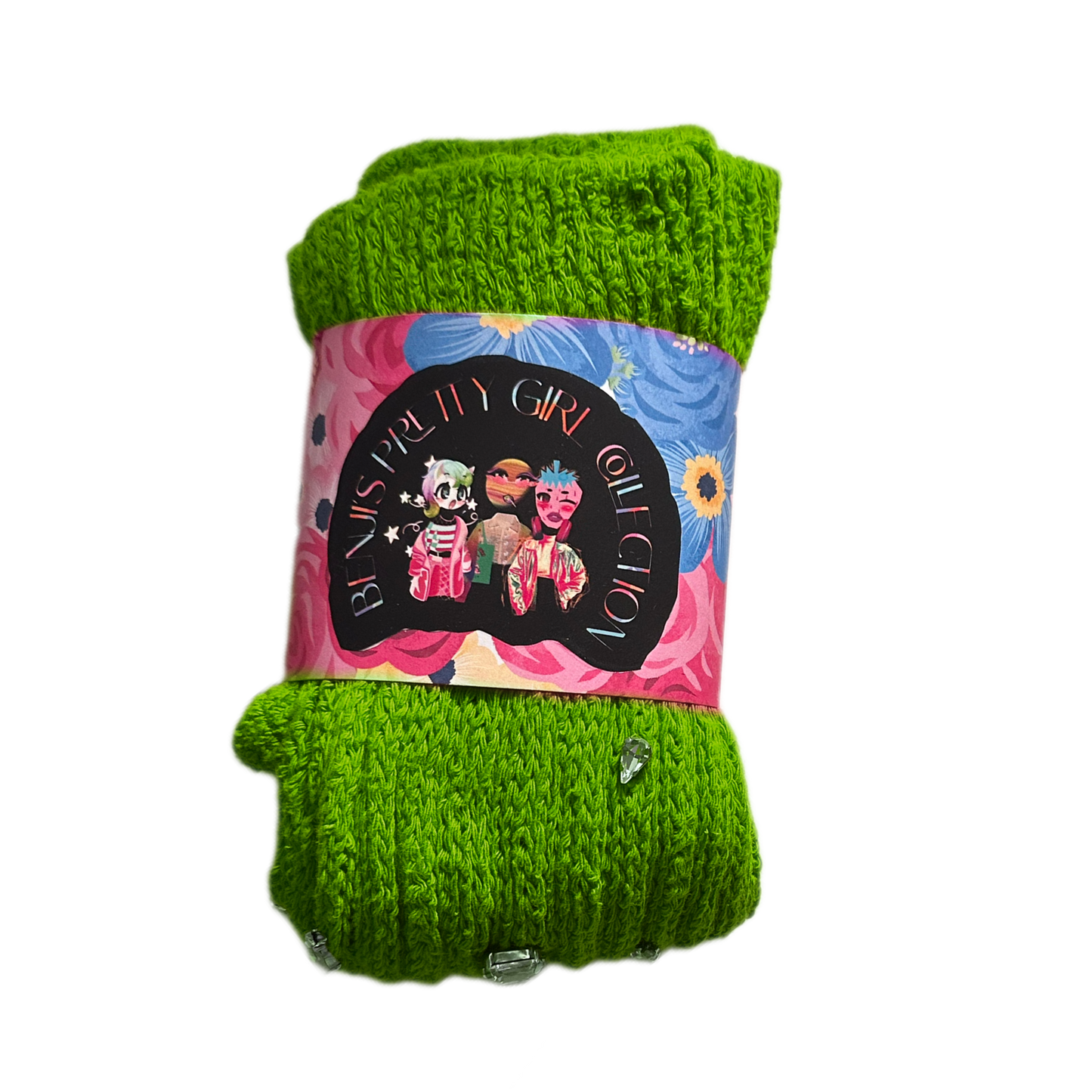 GREEN Crystal Slouch Socks