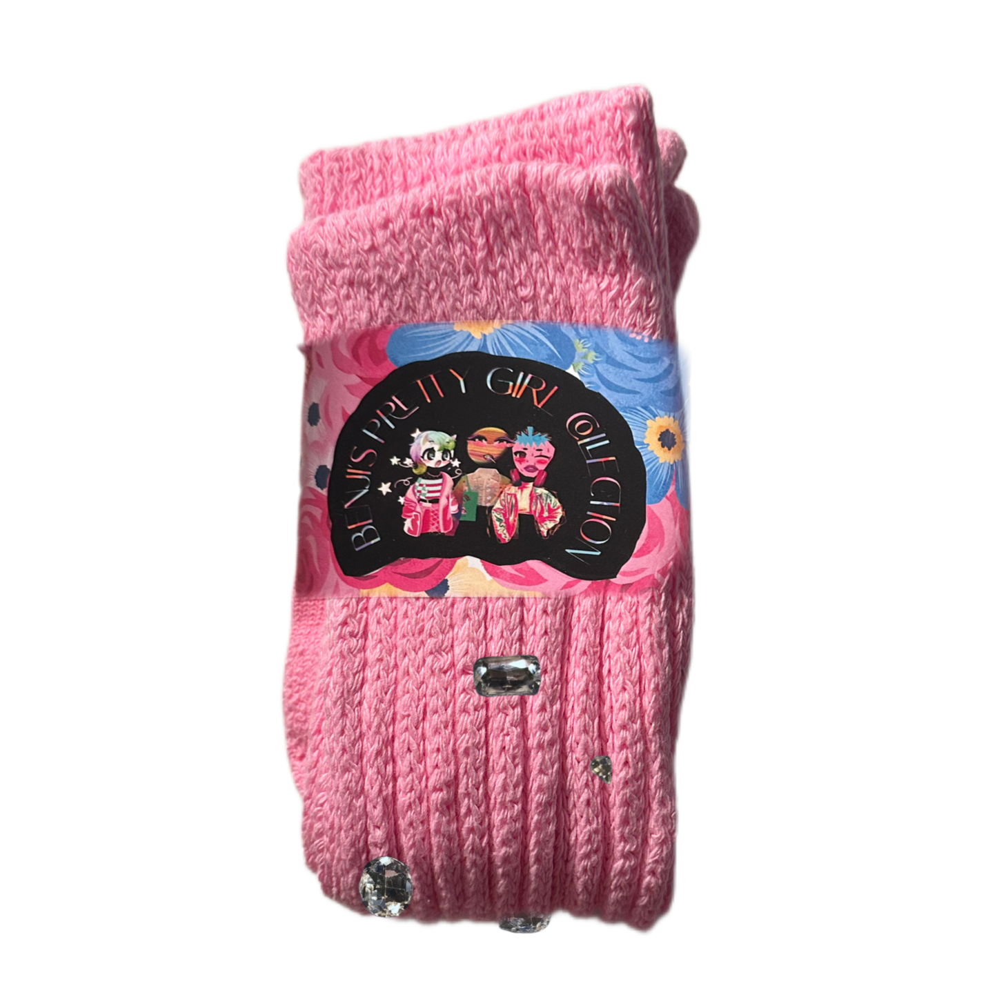 LIGHT PINK Crystal Slouch Socks