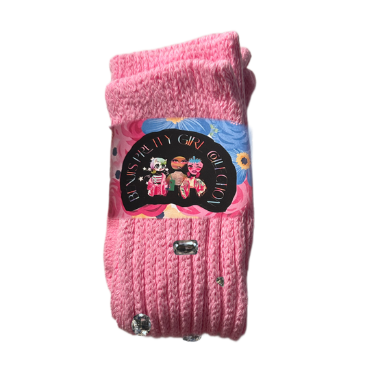 LIGHT PINK Crystal Slouch Socks