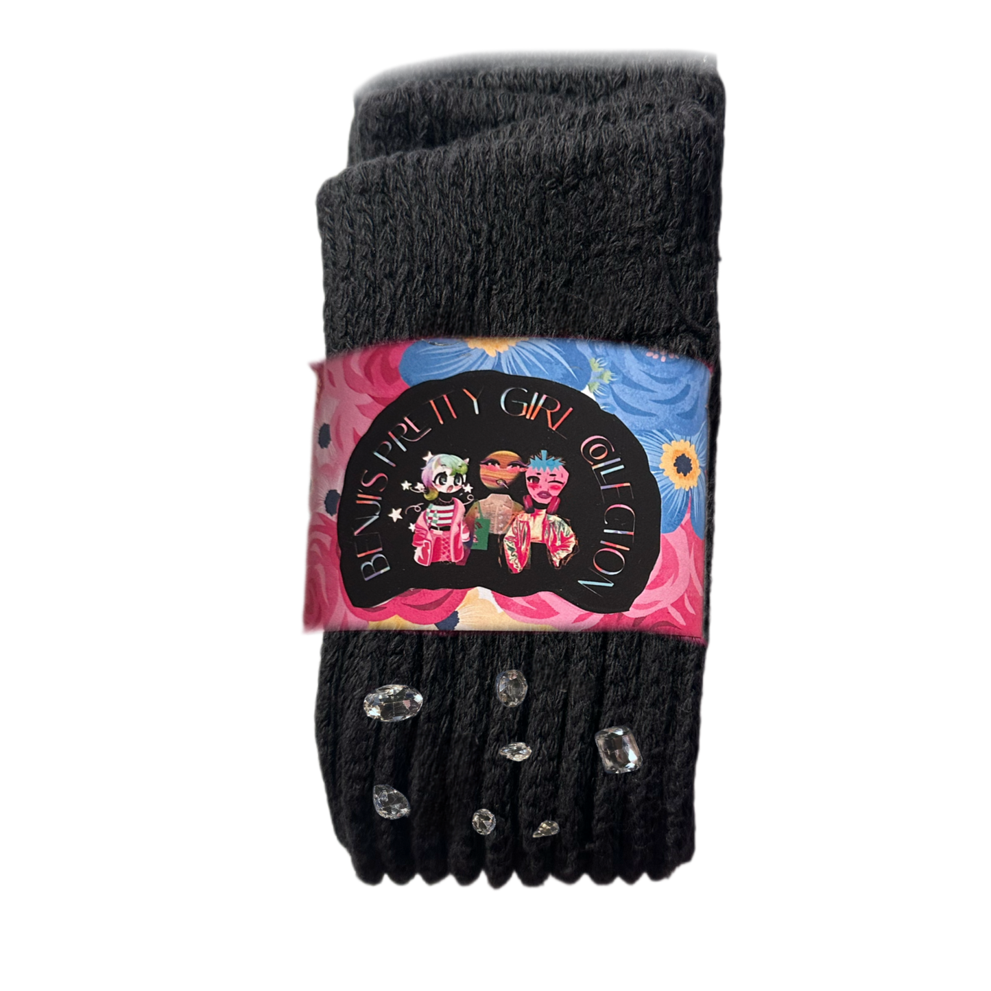 BLACK Crystal Slouch Socks