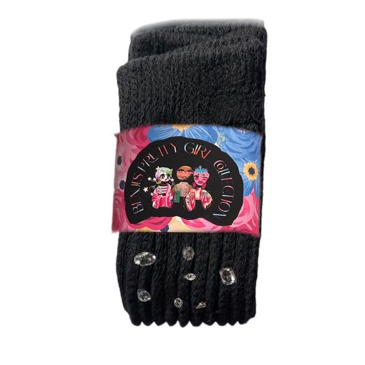 BLACK Crystal Slouch Socks