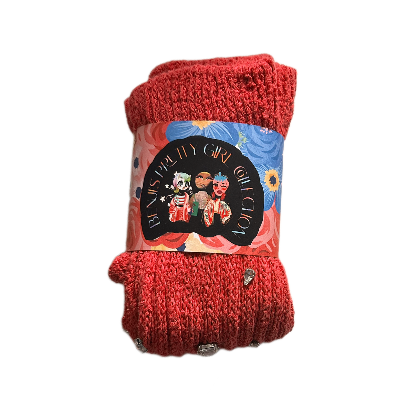 RED Crystal Slouch Socks