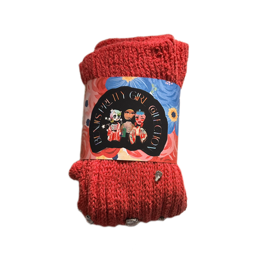 RED Crystal Slouch Socks