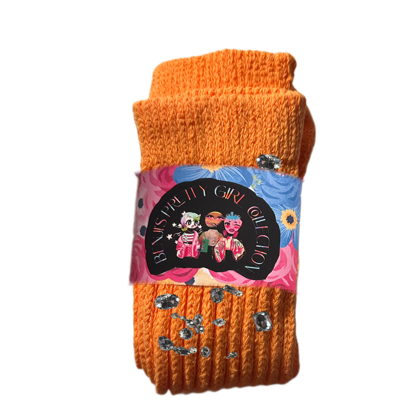 ORANGE Crystal Slouch Socks