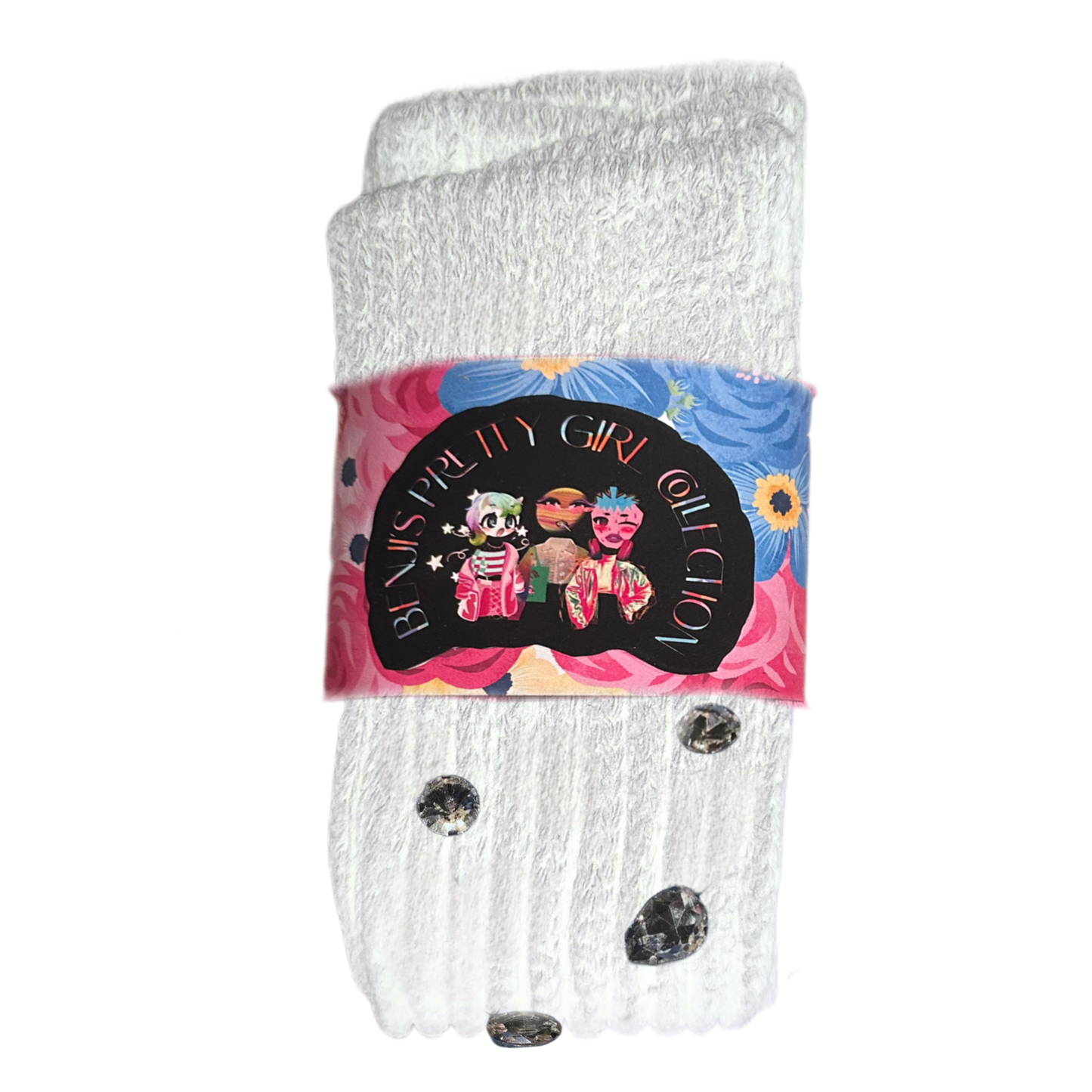 WHITE Crystal Slouch Socks