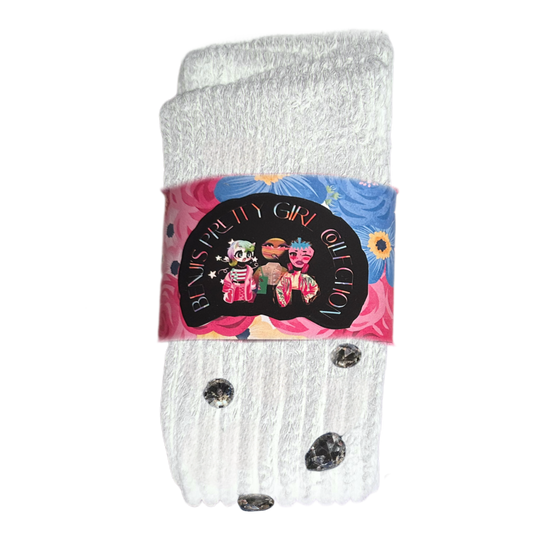 WHITE Crystal Slouch Socks